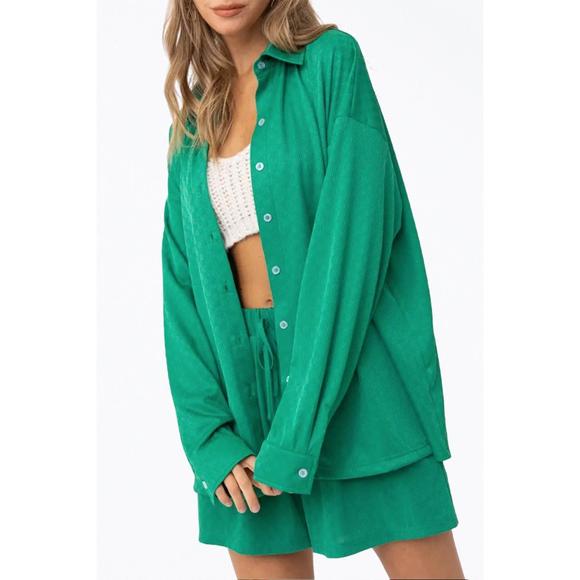 NEW PRETTY GARBAGE oversized checkered stretch-jersey shirt in green - Picture 3 of 4